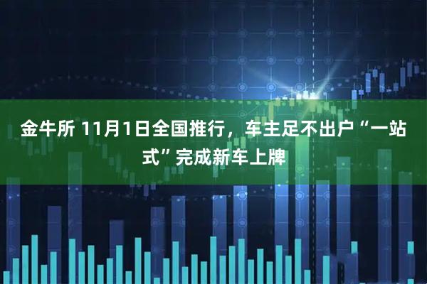 金牛所 11月1日全国推行，车主足不出户“一站式”完成新车上牌